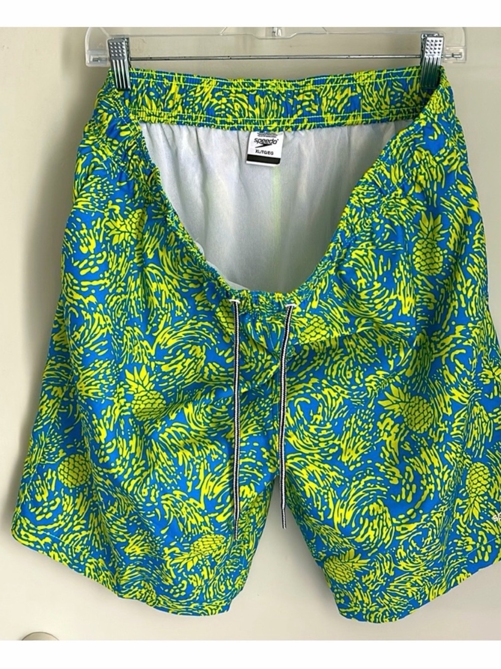 Speedo Blue and Neon Yellow Pineapple-Print Swim Shorts